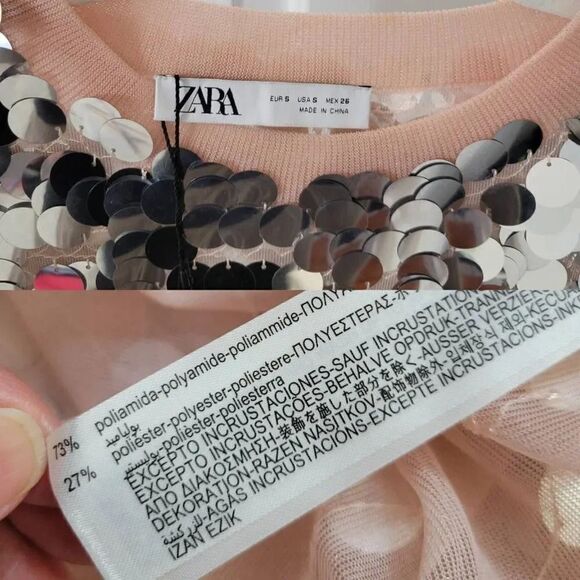 ZARA Sequin Knit Pink and Silver Dress S NWT - Picture 3 of 9